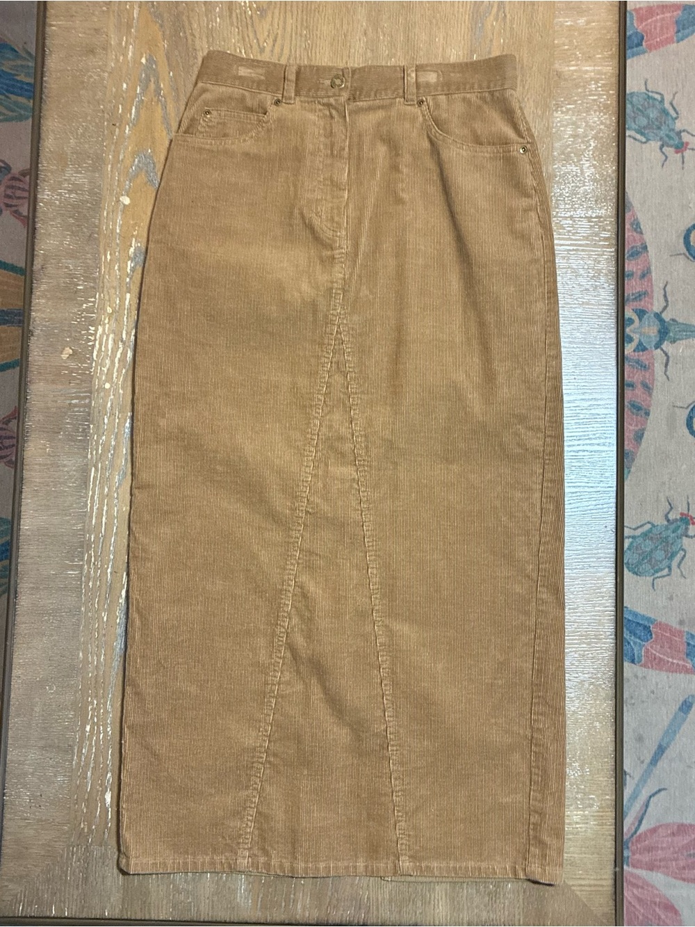 Jones New York Camel Corduroy Midi Skirt